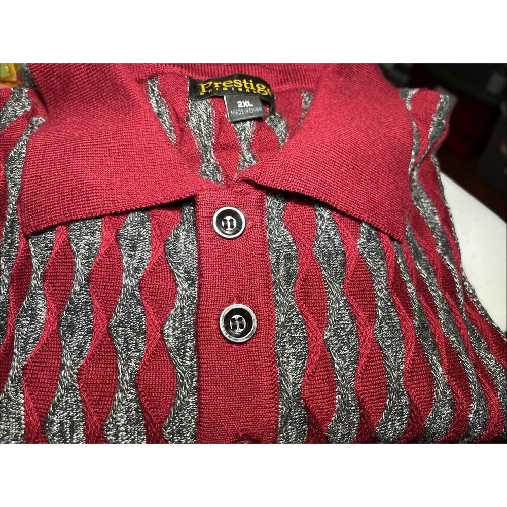 Prestige Original Coogi Style 1/4 Button 3D Textured Sweater Mens 2XL